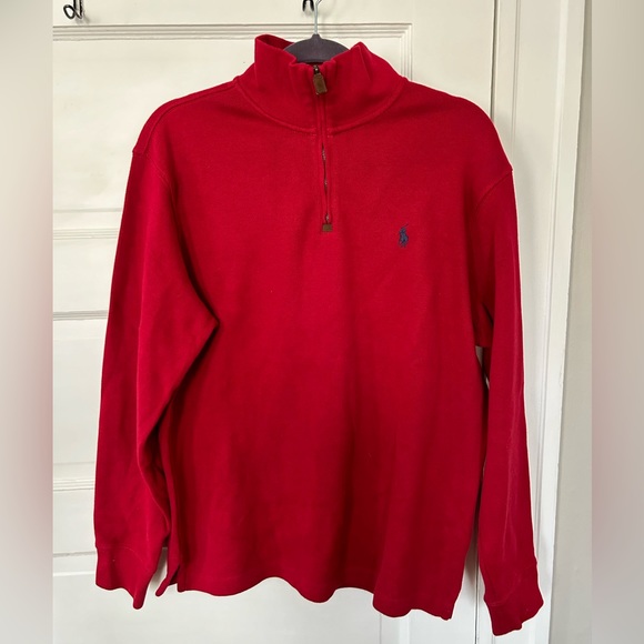 Polo Ralph Lauren, Quarter Zip Red Sweater - Picture 1 of 4